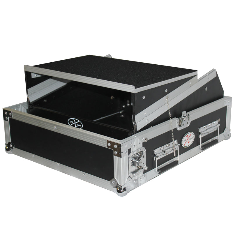 PROX-T-2MRLT Road Case - 2U Rack x 10U Top Mixer DJ Combo Flight Case w Laptop Shelf