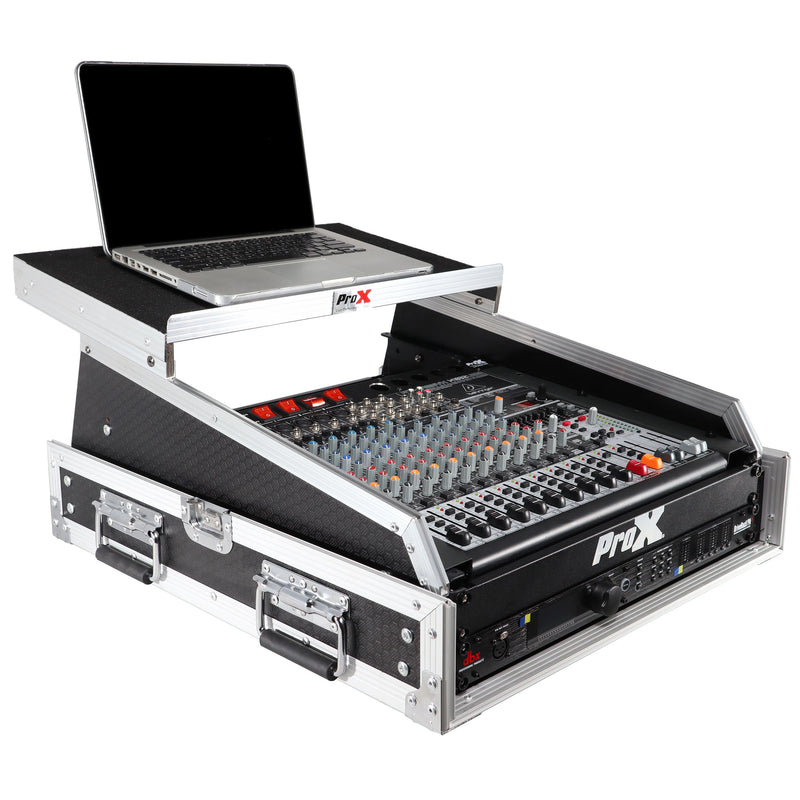 PROX-T-2MRSS13ULT Road Case - 13U Top Mixer-DJ 2U Rack Combo Flight Case W-Laptop Shelf