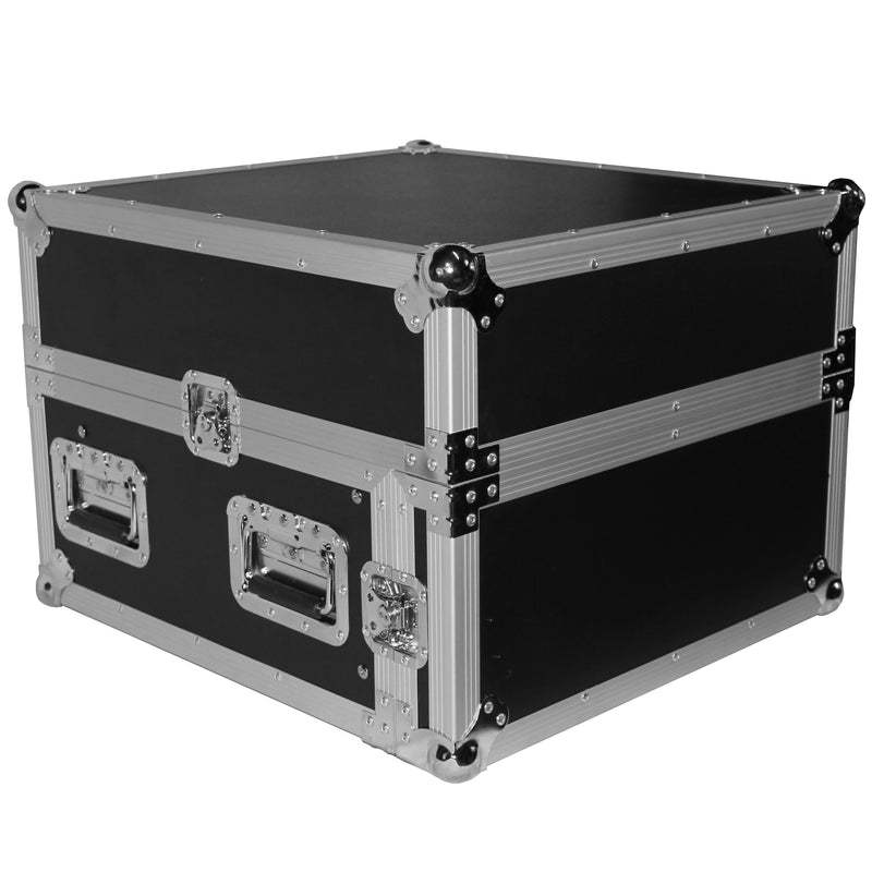 PROX-T-4MRLT Road Case - 4U Rack x 10U Top Mixer DJ Combo Flight Case w Laptop Shelf