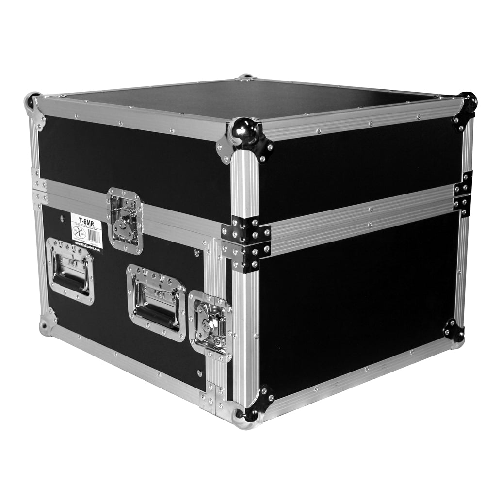 PROX-T-6MRLT Road Case - 6U Rack x 10U Top Mixer DJ Combo Flight Case w Laptop Shelf