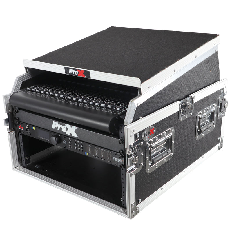 PROX-T-6MRSS13ULT Road Case - 13U Top Mixer-DJ 6U Rack Combo Flight Case W-Laptop Shelf