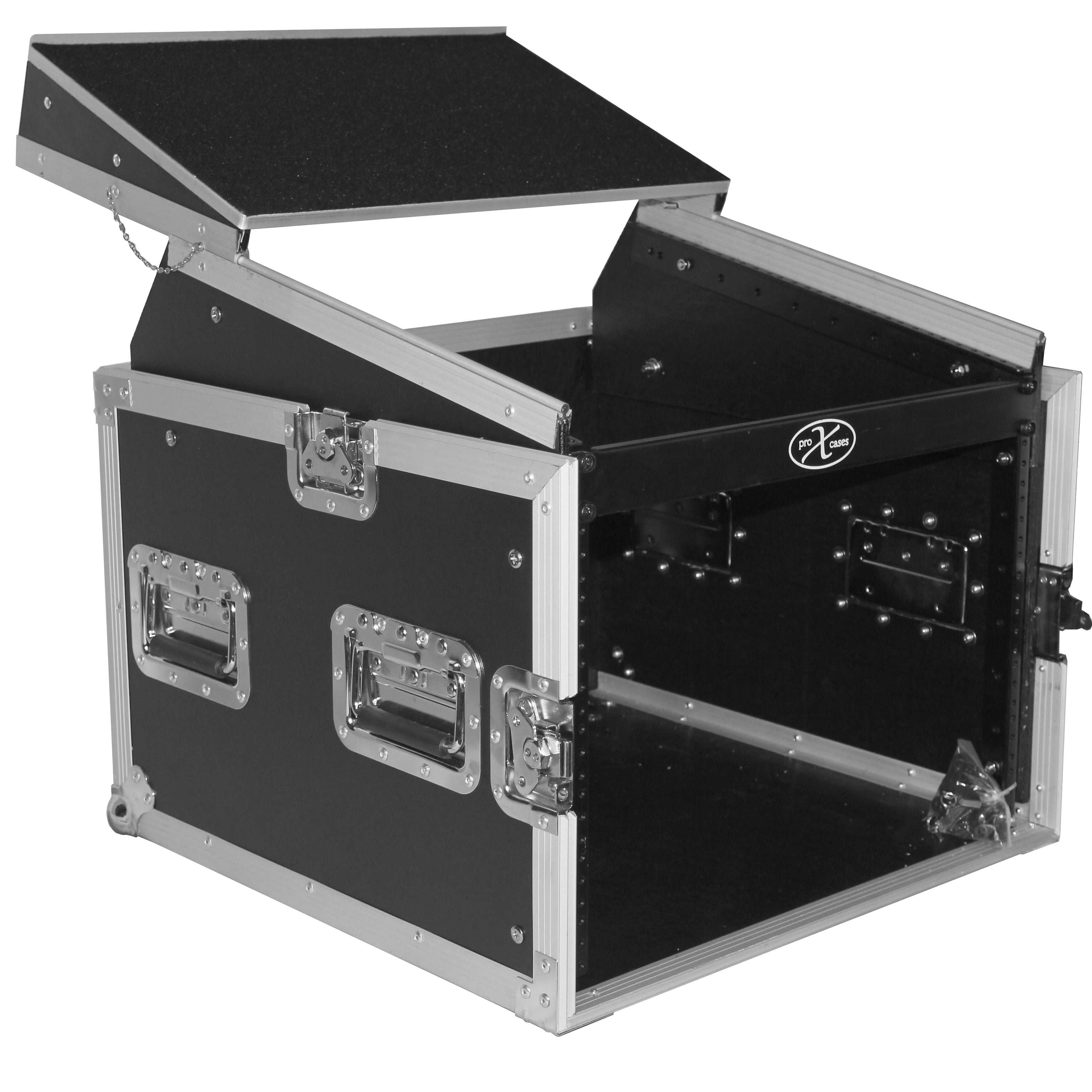 PROX-T-8MRSS Road Case - 8U Rack x 10U Top Mixer DJ Combo Flight Case