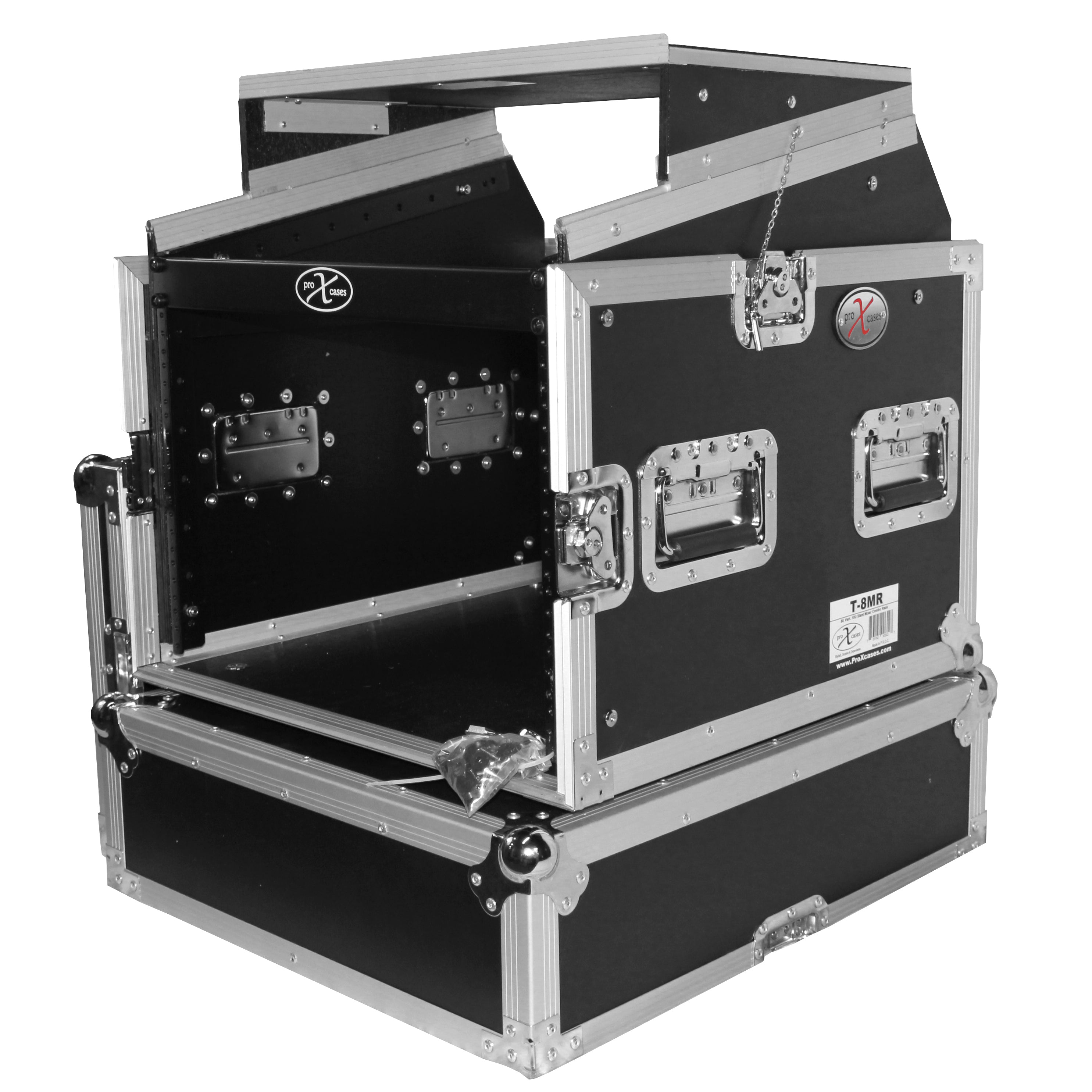 PROX-T-8MRSS Road Case - 8U Rack x 10U Top Mixer DJ Combo Flight Case