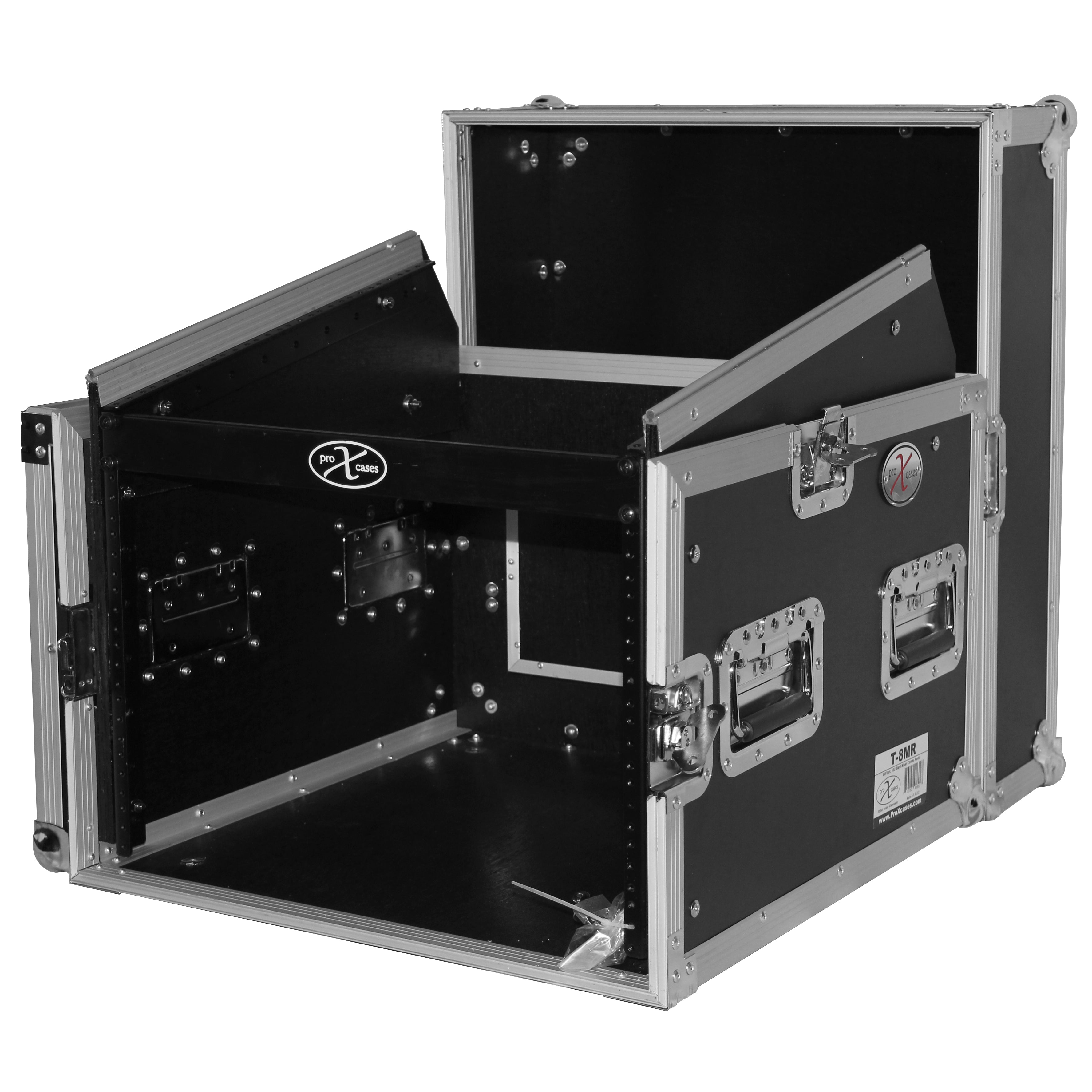 PROX-T-8MRLT Road Case - Flight Case DJ Combo 8U Rack x 10U Top Mixer W-Laptop Shelf