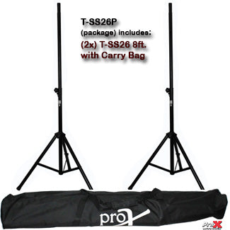 PROX-T-SS26P Speaker Stand with bag - 8' (96") All Metal Speaker Stand Set of 2 W/Carrying Case