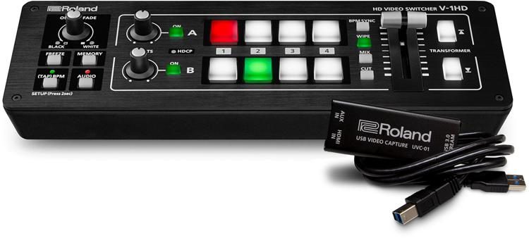 ROLAND V-1HD-STR 4ch HDMI video mixer/switcher - 2 output streaming bundle