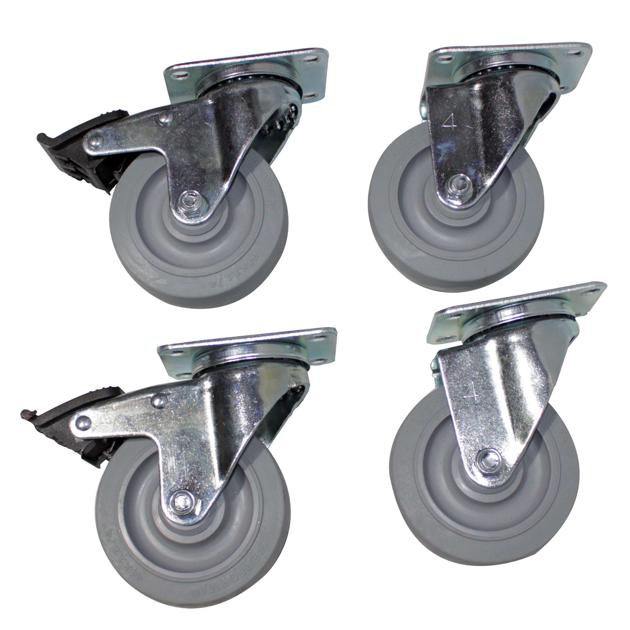 PROX-X-CASTER-4-GREY Set 4" Casters - X-CASTER-4-GRAY 4" Grey Casters (Set of 4 - 2 Locking)