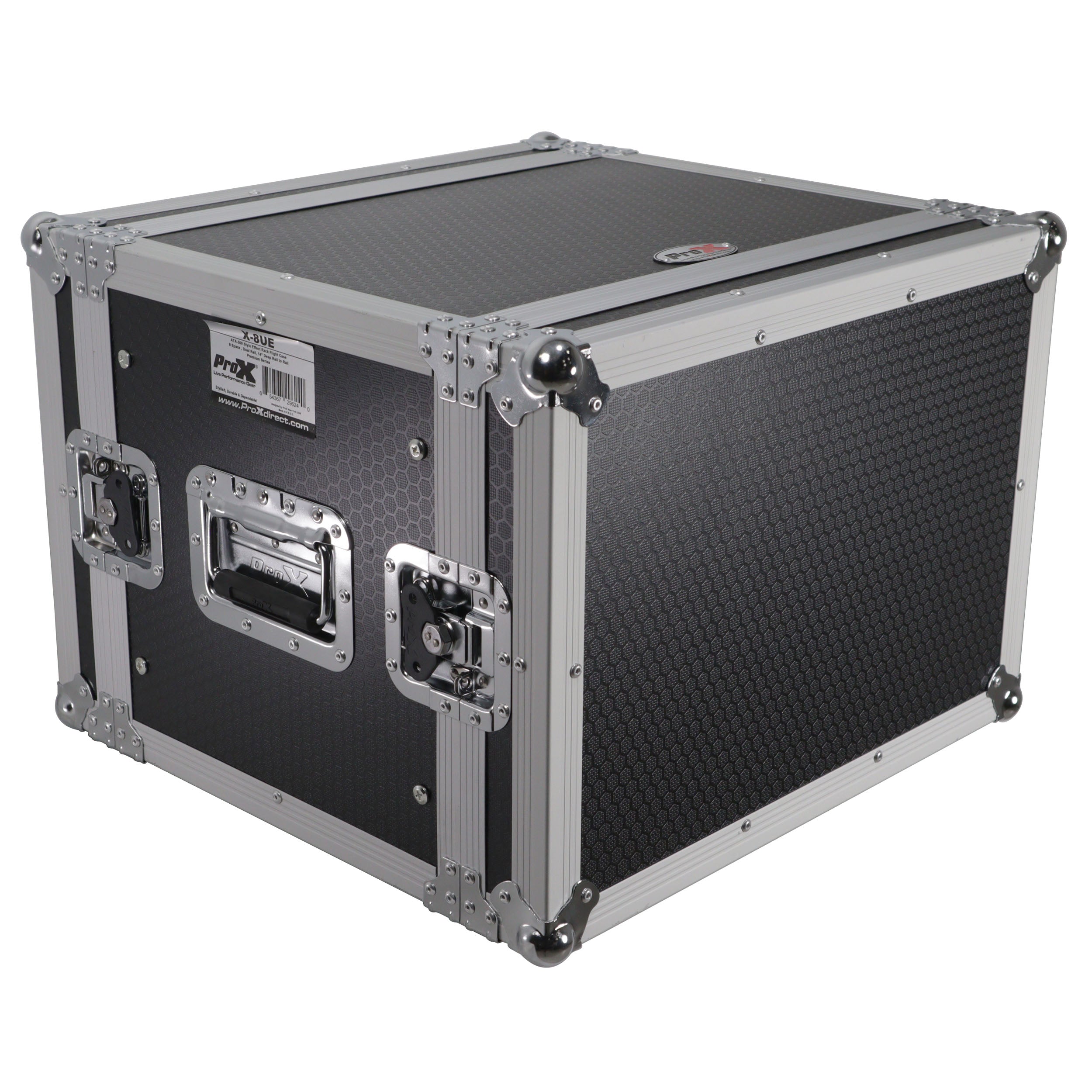 PROX-X-8UE Road Case - 8U Deluxe Effects Rack Case 14 In Deep Rail to Rail