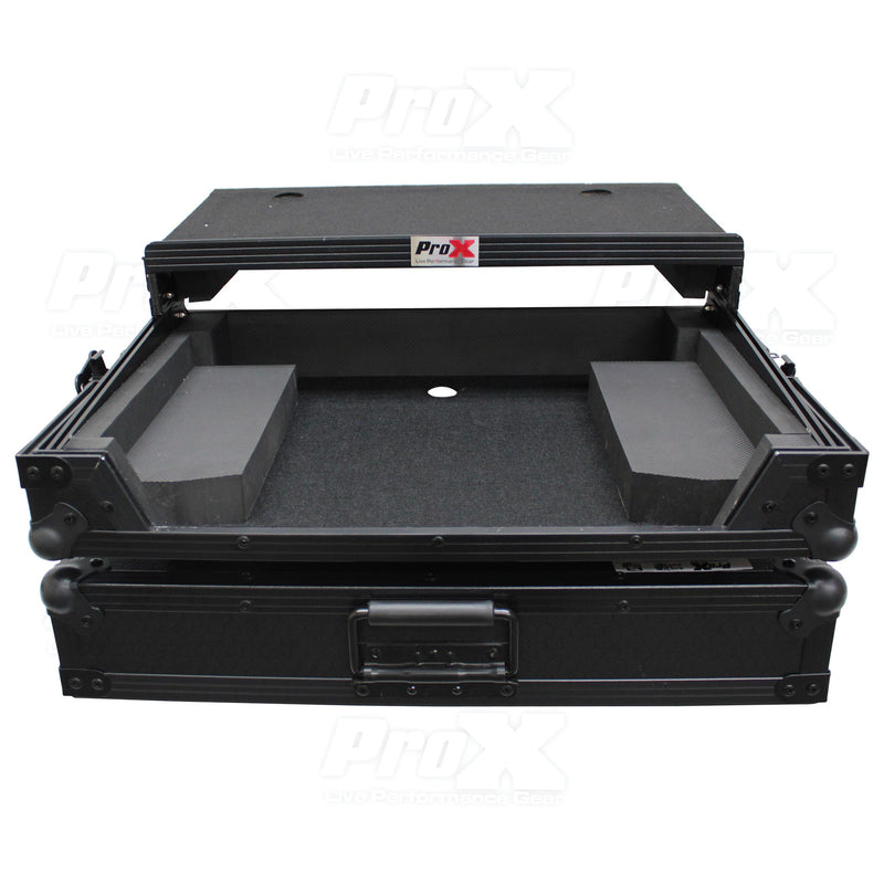 PROX-X-DDJSB3 LTBL DJ Controller Road Case - Flight Case for Pioneer DDJ-SB3 & DDJ-400 Digital Controller W-Sliding Laptop Shelf | Black on Black