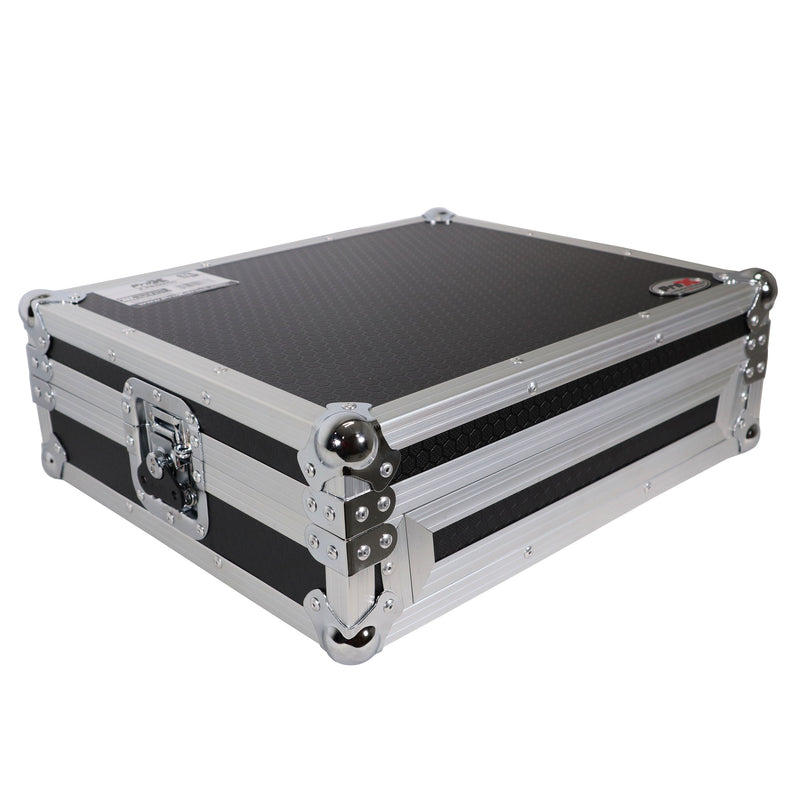 PROX-X-PRIME GO DJ Controller Road Case - ATA Style Flight Travel Case for Denon DJ Prime Go Digital Controller - Silver On Black