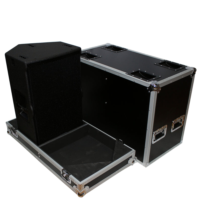 PROX-X-RCF-TT25-AX2W Speaker Road Case - Flight Case for Two RCF-TT25-A II High Definition Two-Way Speakers with 4 Inch Wheels