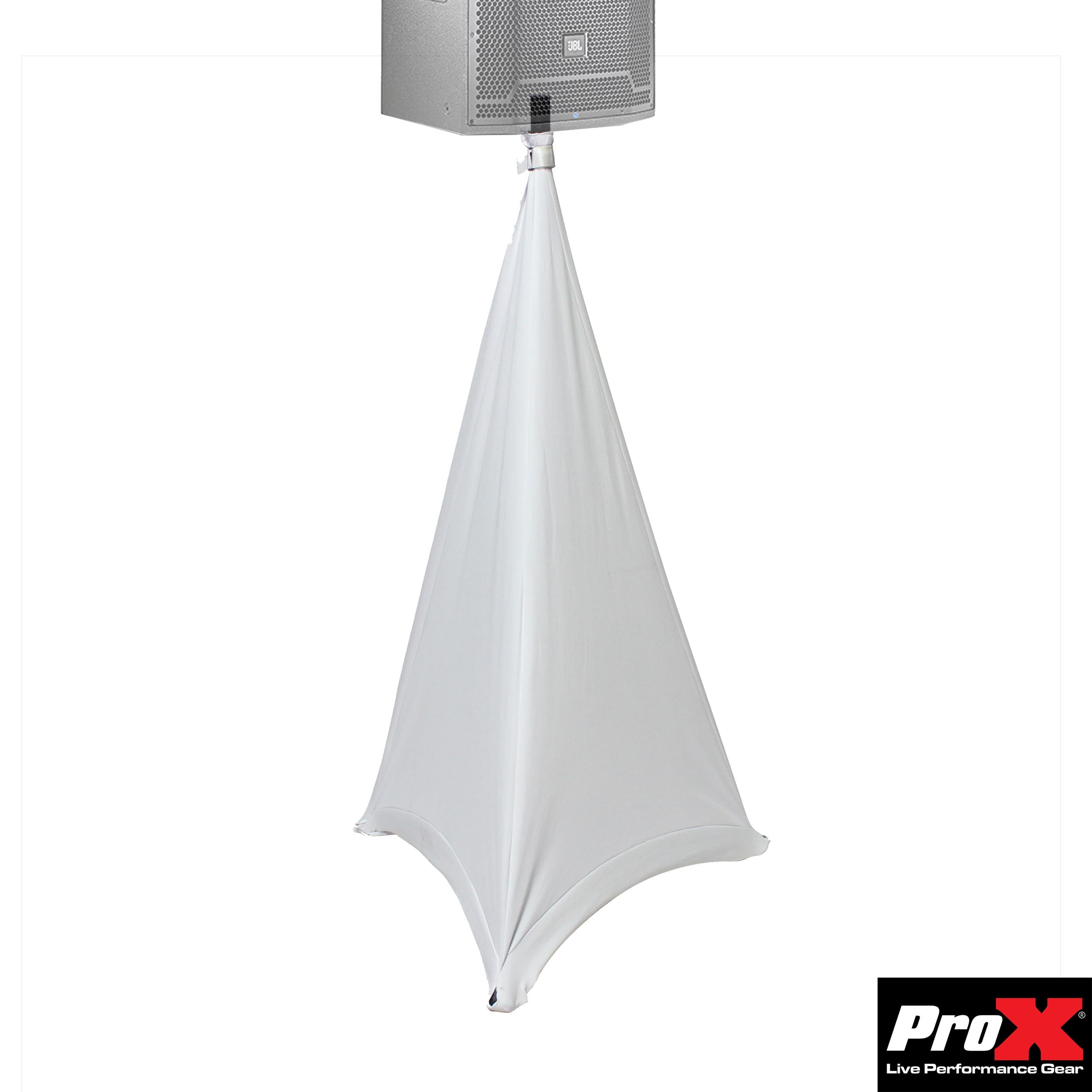 PROX-X-SP3SC-W Speaker Scrim - Lycra Cover Scrim for Speaker Tripod or Lighting Stand 3 Sided - White