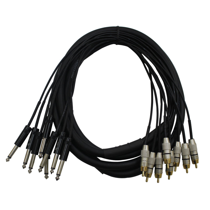 PROX-XC-8PR10 Snake 8 channels - 10 Ft. Unbalanced 8-Ch 1/4" TS to RCA Male Snake
