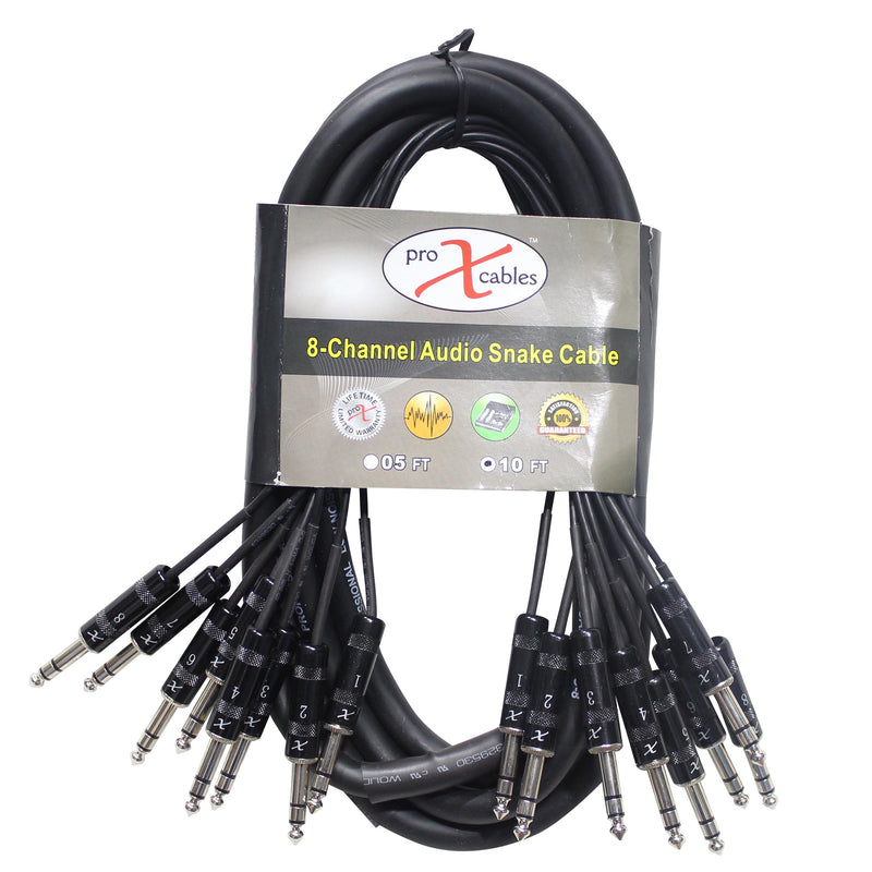 PROX-XC-8TRS10 Snake 8 channels - 10 Ft. 8-Channel TRS-M to TRS-M Balanced Snake Cable