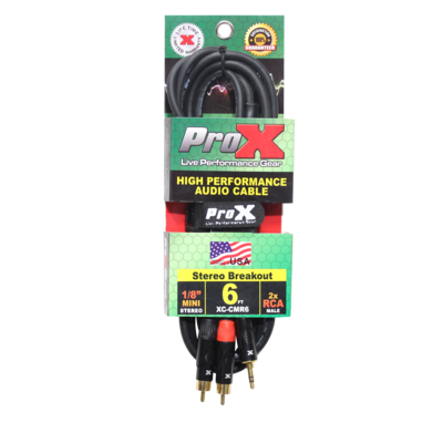 PROX-XC-CMR6 Cable - 6 Ft. Unbalanced 1/8" (3.5mm) Mini TRS-M to Dual RCA-M High Performance Audio Cable