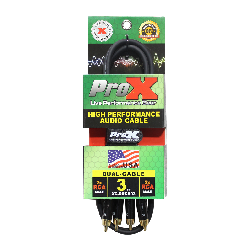 PROX-XC-DRCA3 Cable - 3 Ft. Unbalanced Dual RCA-M to Dual RCA-M High Performance Audio Cable