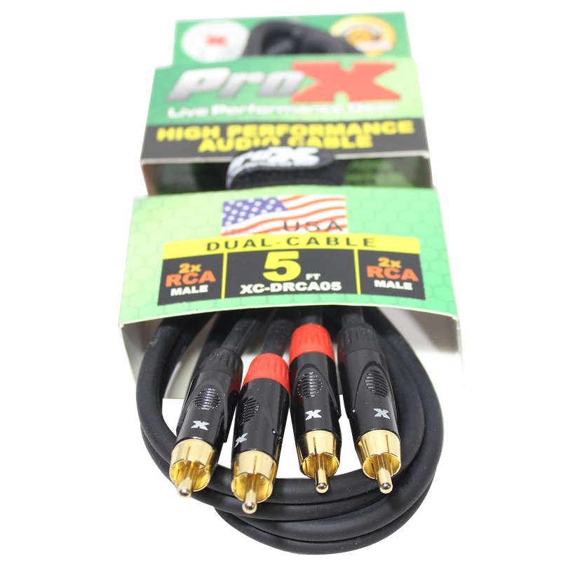 PROX-XC-DRCA5 Cable- 5 Ft. Unbalanced Dual RCA-M to Dual RCA-M High Performance Audio Cable