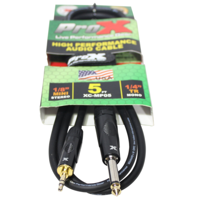 PROX-XC-MP05 Cable - 5 Ft. Unbalanced TRS-M Mini 1/8" to TS-M High Performance Audio Cable