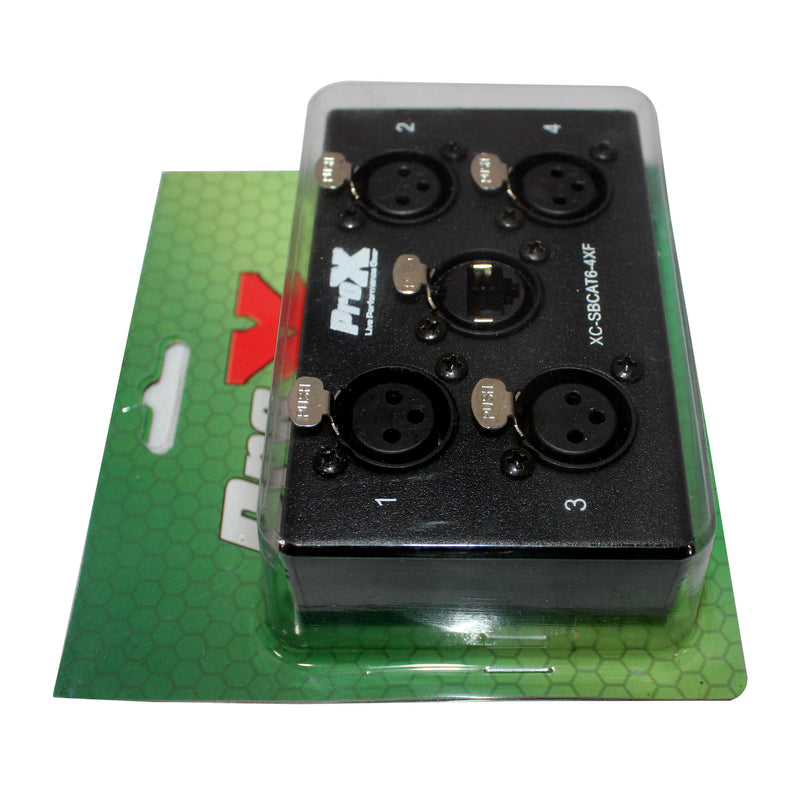 PROX-XC-SBCAT6-4XF Snake Cat6 4 ch. - 4 Channel XLR-F CAT6 Audio/DMX Portable Snake Box