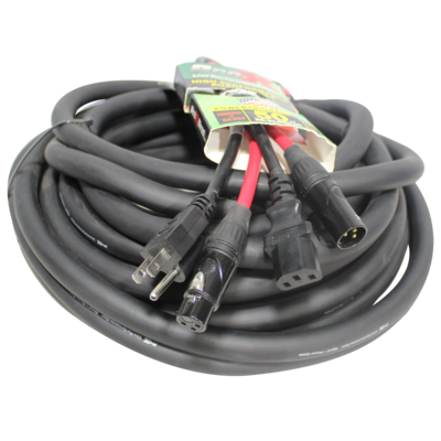 PROX-XC-XLREC50 AC/XLR Combo Cable - 50 Ft. Power Cord/Audio Cable IEC Female to NEMA 15P & Balanced XLR-M to XLR-F