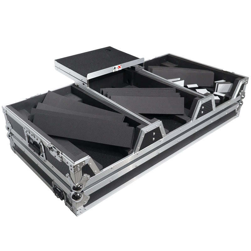 PROX-XS-CDM3000WLT - Flight Case DJ Coffin for Pioneer Mixer DJM-900NXS2 and 2 CDJ-3000 W-Wheels and Laptop Shelf