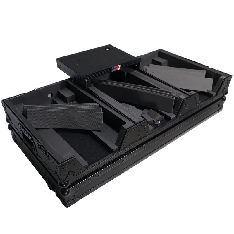 PROX-XS-CDM3000WLTBL - DJ Coffin Case for Pioneer 2X CDJ-3000 CD and DJM-900NXS2 Mixer W/Wheels & Laptop Shelf (Black on Black)