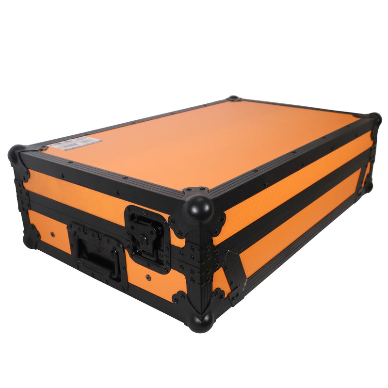 PROX-XS-DDJ1000 WLTOB LED - Flight Case for Pioneer DDJ-1000, DDJ-1000 / SRT, DDJ-SX3, and FLX6 Digital Controller W-Laptop Shelf & Wheels | Black on Orange