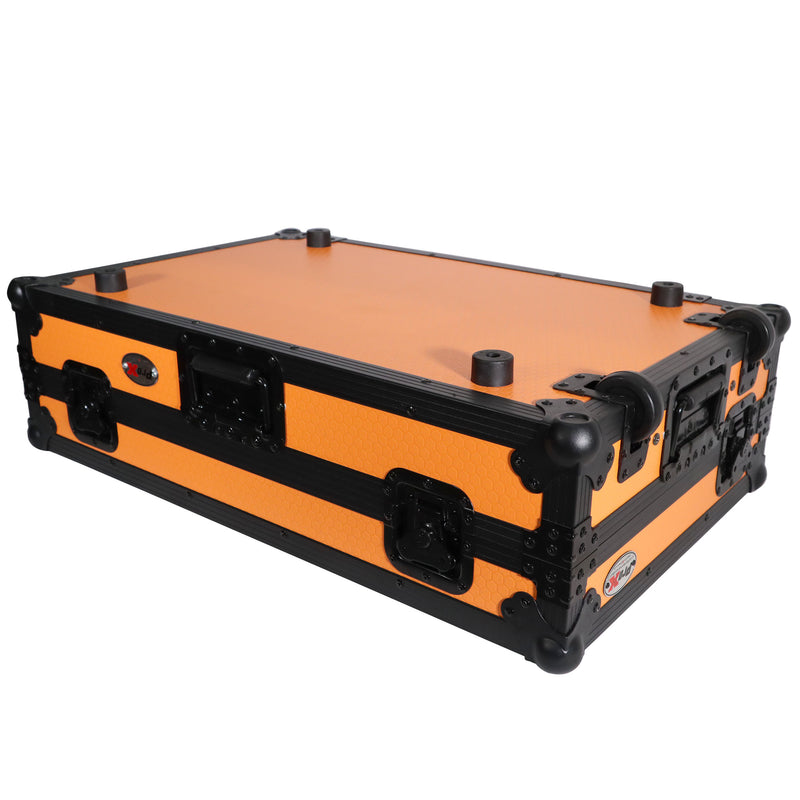 PROX-XS-DDJ1000 WLTOB LED - Flight Case for Pioneer DDJ-1000, DDJ-1000 / SRT, DDJ-SX3, and FLX6 Digital Controller W-Laptop Shelf & Wheels | Black on Orange