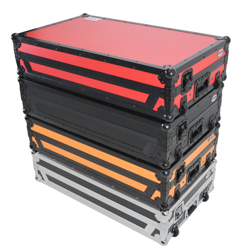 PROX-XS-DDJSZ WLTRB -  Flight Case For Pioneer DDJ-SZ DDJ-RZ Digital Controller W-Laptop Shelf & Wheels | Black on Red
