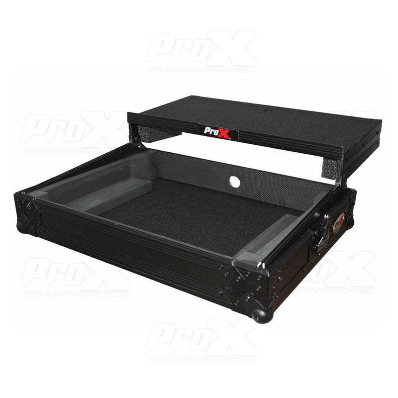 PROX-X-DJ202LTBL DJ Controller Road Case - Digital Controller Flight Case w/Laptop Shelf For Roland DJ-202 (Black On Black)