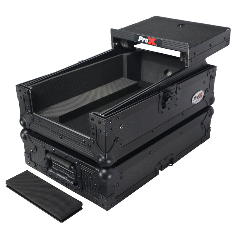 PROX-XS-DJMS7LTBL - Flight Case for Pioneer DJM-S7 Mixer with Sliding Laptop Shelf | Black on Black
