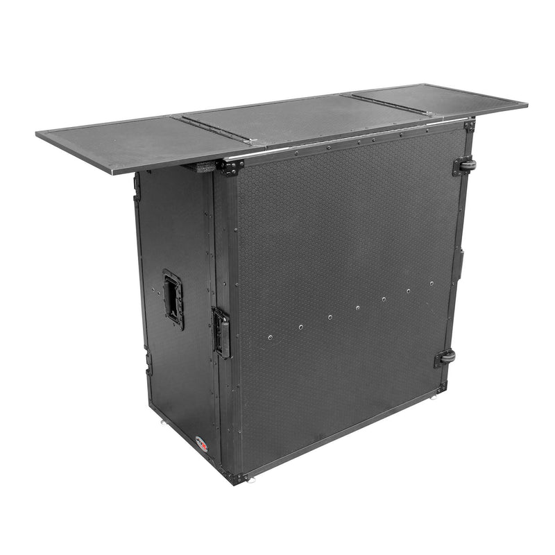 PROX-XS-DJSTN BL - Transformer Series DJ Folding Workstation Table - Fold Away W-Wheels | Black on Black