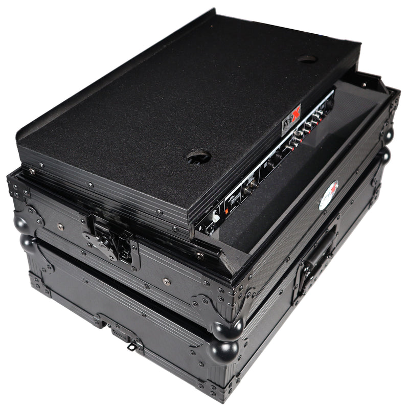 PROX-XS-DNMC6000 LTBL - Flight Case for Denon DNMC6000 - MC6000MK2 Digital Controller W-Laptop Shelf | Black on Black