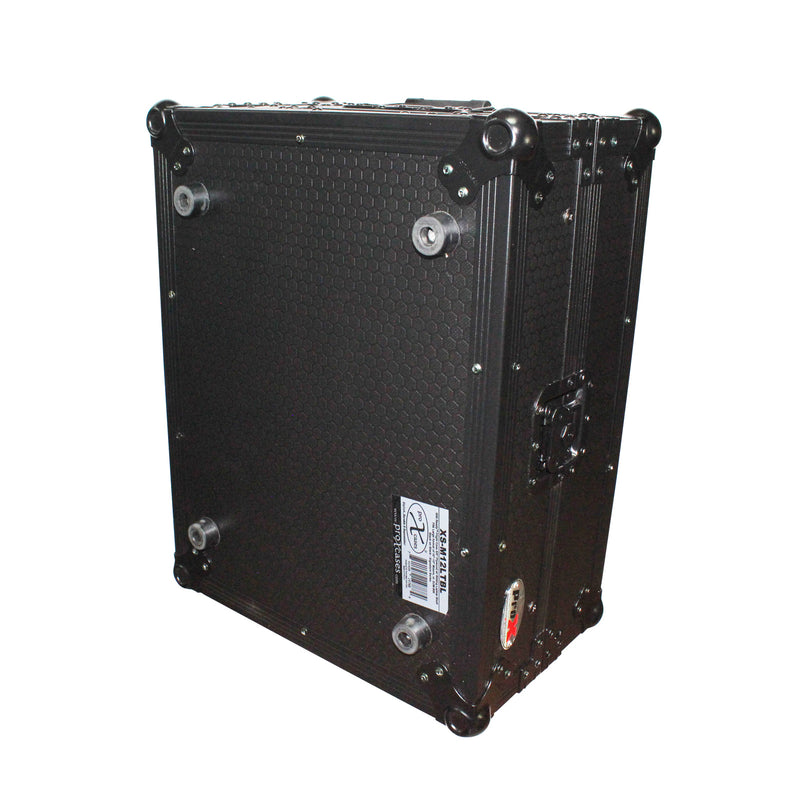 PROX-XS-M12LTBL - Mixer ATA Flight Hard Case for Large Format 12" Universal DJ Mixer with Laptop Shelf Black on Black