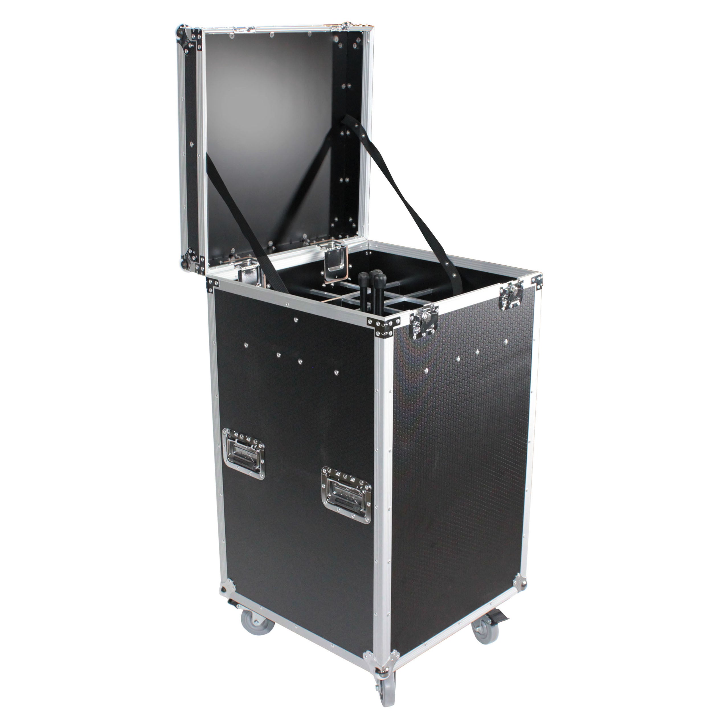 PROX-XS-MIC25STN Microphone Stand Case - ProX XS-MIC25STN Microphone Stand Case Holds up to 25 Units W-Casters