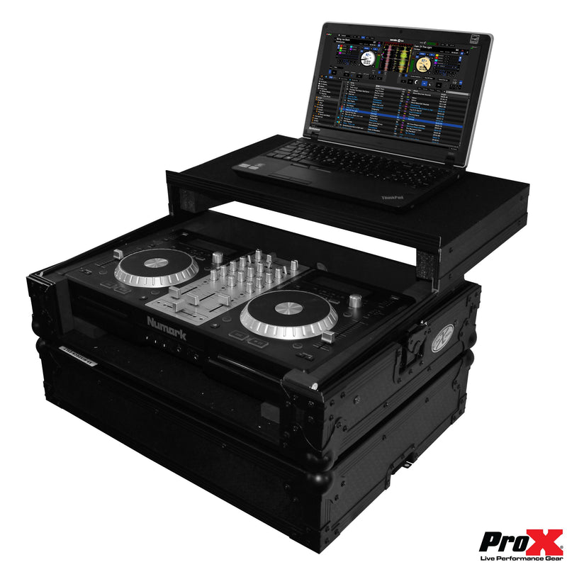 PROX-XS-MIXDECKEX LTBL - Flight Case for Numark MixDeck Express Digital Controller W-Laptop Shelf | Black on Black