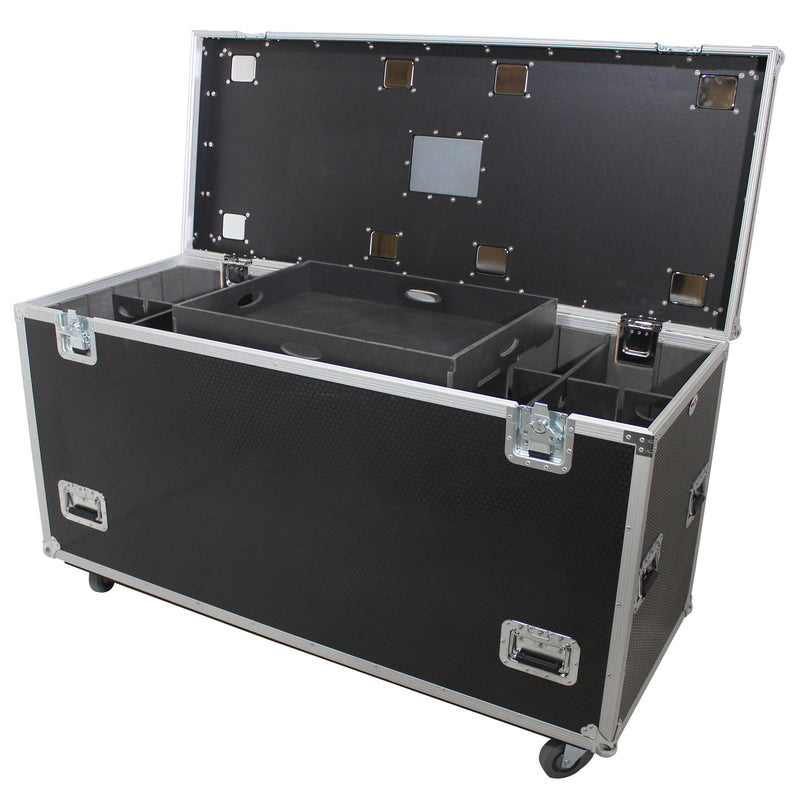 PROX-XS-UTL246036W - TruckPaX™ Heavy-Duty Truck Pack Utility Flight Case W-Divider and Tray Kit | W-4" Casters | 1/2 Inch Plywood | 24"X60"X36"