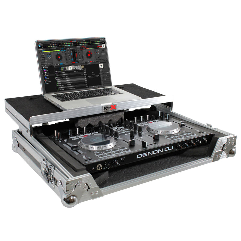 PROX-XS-UXLT MK2 - Universal Flight Case for Small to Medium Size DJ Controllers 20" W x 13" D and Sliding Laptop Shelf