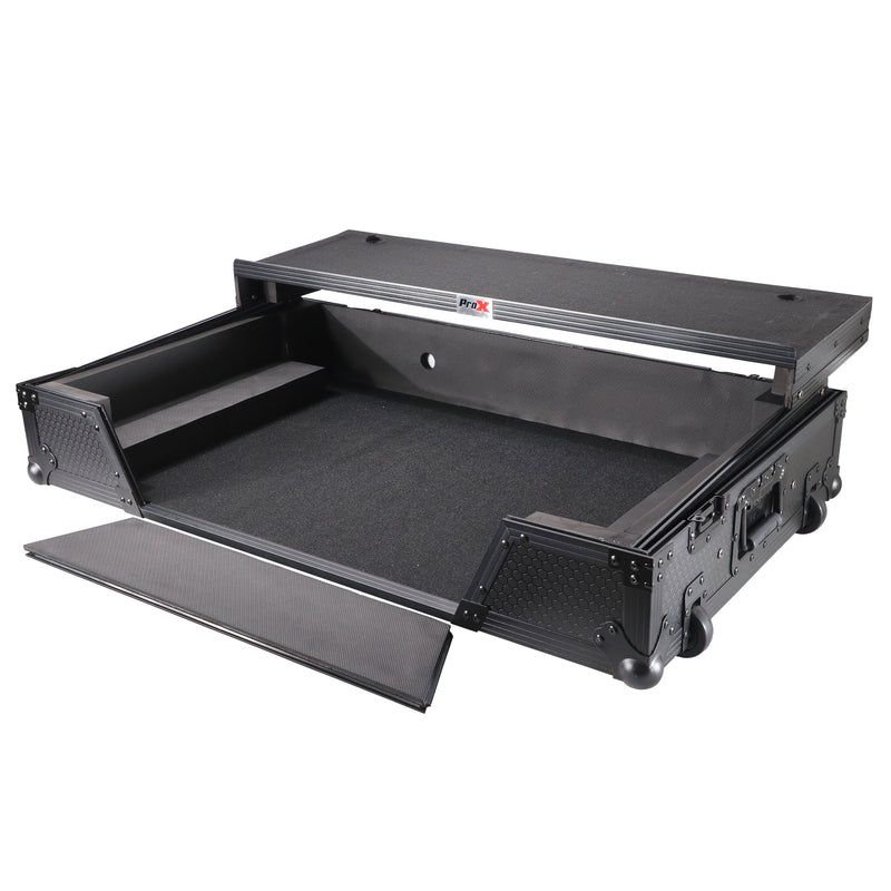 PROX-XS-XDJXZ WLTBL - Flight Case for Pioneer DJ XDJ-XZ W/ Glide Sliding Laptop Shelf and Wheels Black on Black Hardware