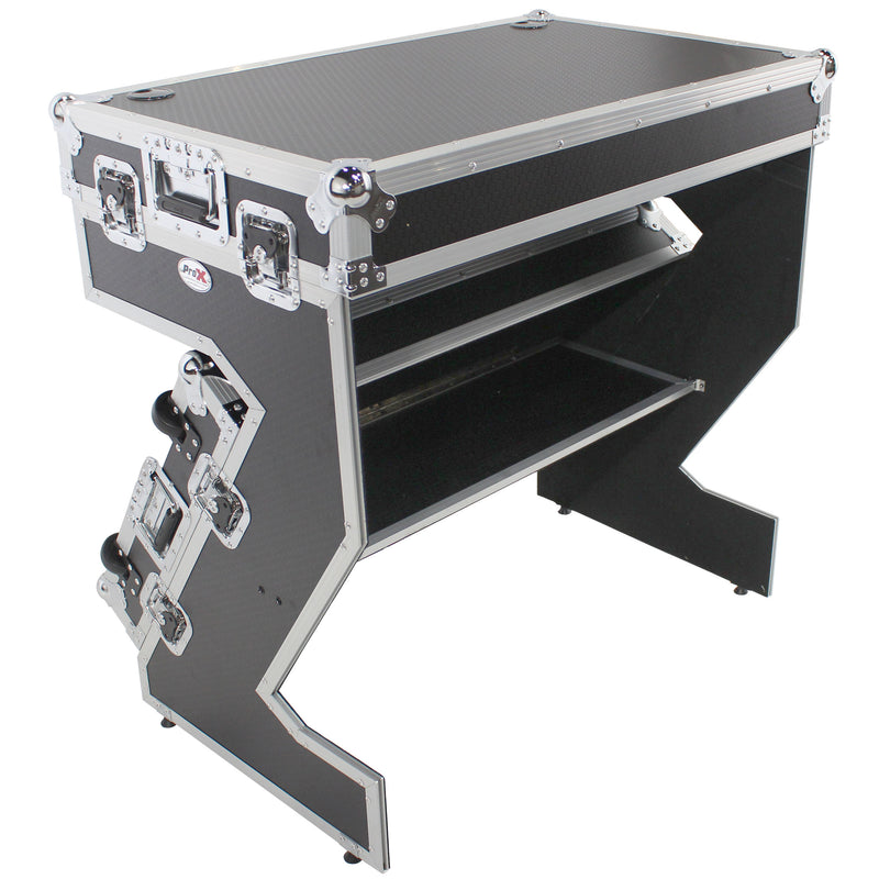 PROX-XS-ZTABLE JR - DJ Z-Table® Junior Workstation Portable Compact Booth Flight Case Table W Handles and Wheels