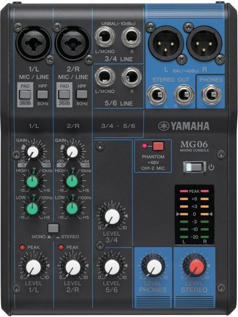 YAMAHA MG06 - 6-Channel Mixing Console