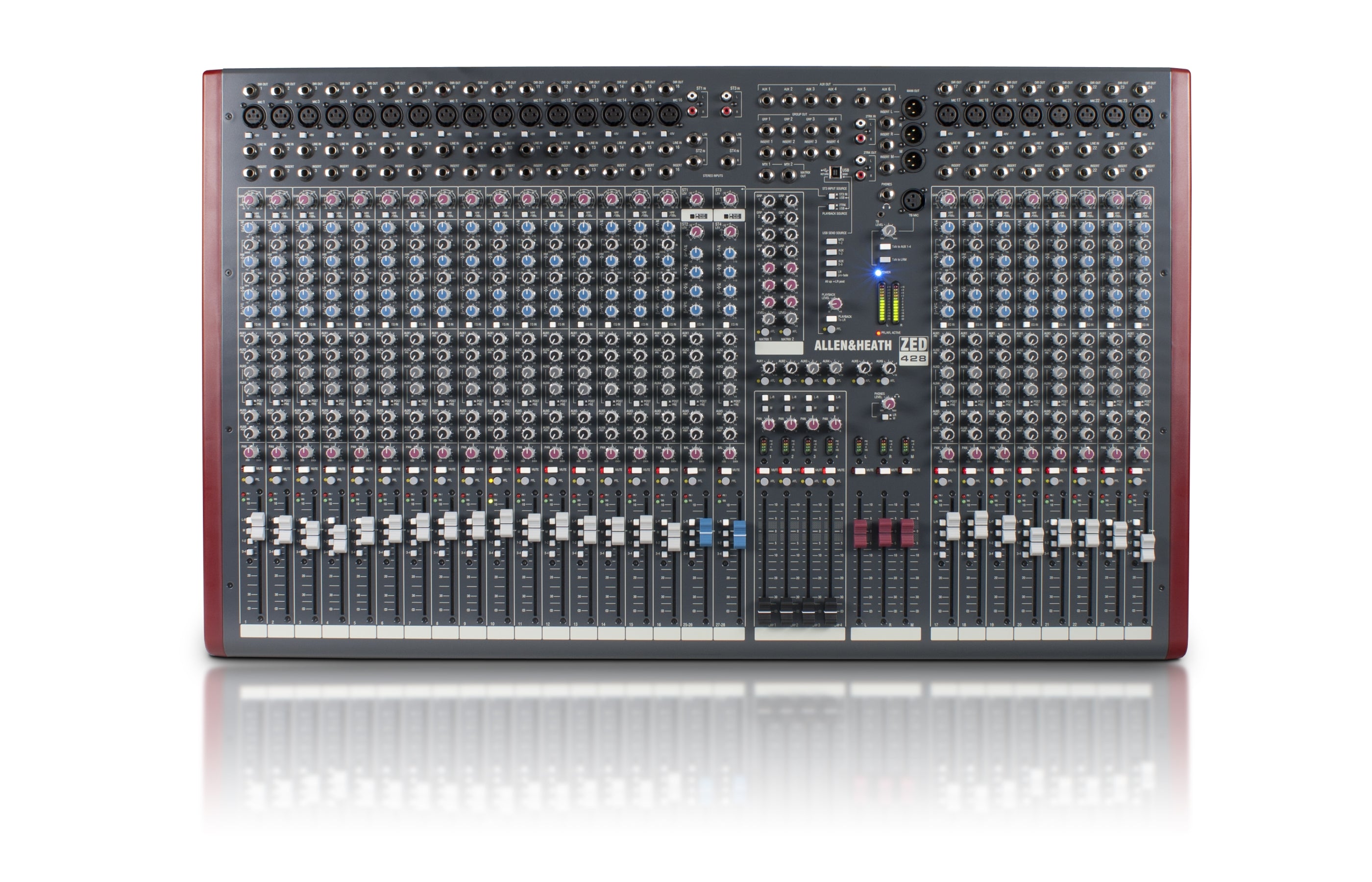 ALLEN & HEATH ZED-428 - 24 Mono 2 Dual Stereo channel 4-bus Mixer w./USB in/out.