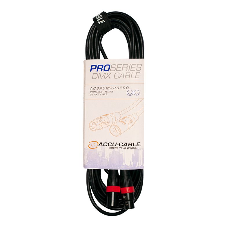 ACCU CABLE AC3PDMX25PRO - Pro Series 25-foot DMX Cable - 3-pin male to 3-pin female connection