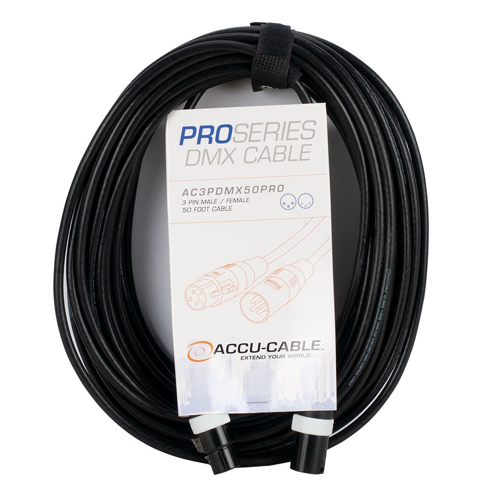 ACCU CABLE AC3PDMX50PRO - Pro Series 50-foot DMX Cable - 3-pin male to 3-pin female connection