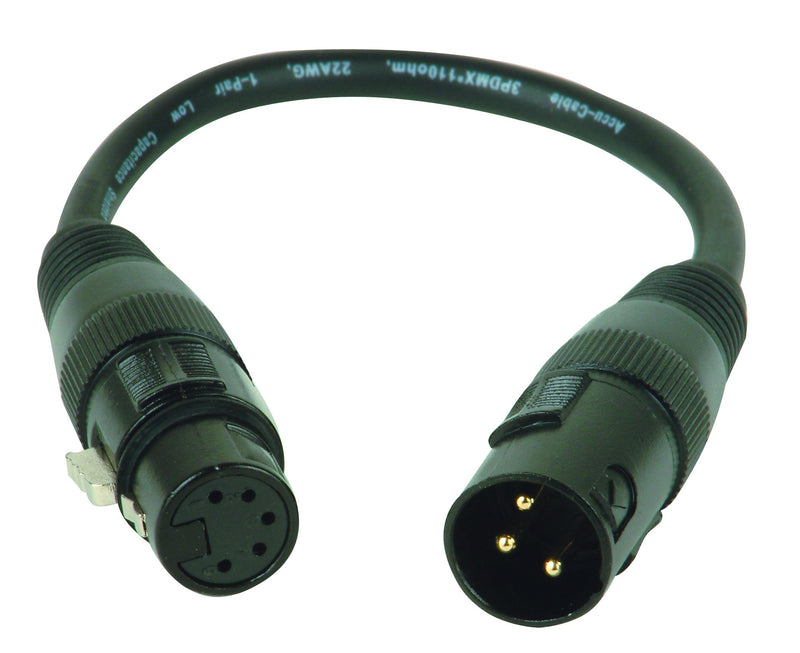 ACCU CABLE AC3PM5PFM - • 3 Pin Male XLR to 5 Pin Female XLR Turnaround Cable