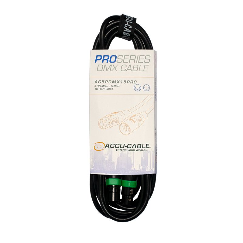 ACCU CABLE AC5PDMX15PRO - Pro Series 15-foot DMX Cable - 5-pin male to 5-pin female connection
