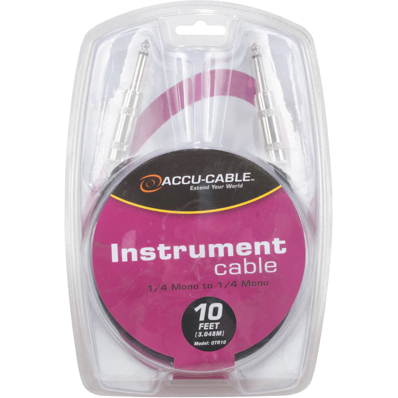 AMERICAN DJ QTR10 - 1/4" TS Phone Male to 1/4" TS Phone Male Mono Instrument Cable (10')