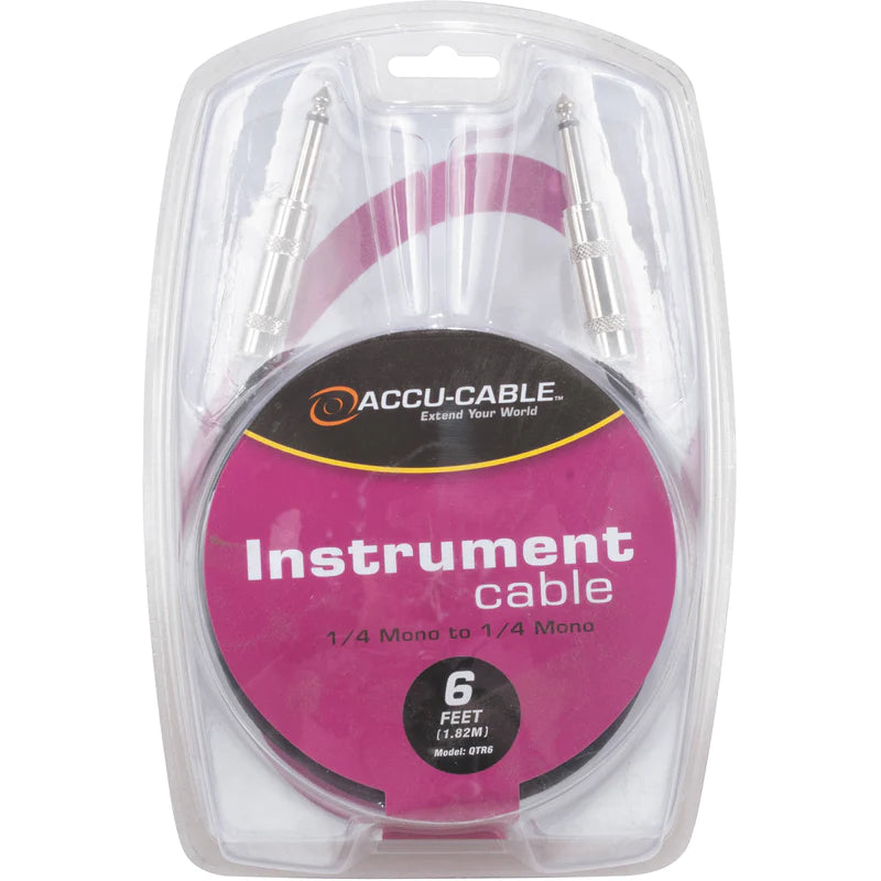 AMERICAN DJ QTR6 - 1/4" TS Phone Male to 1/4" TS Phone Male Mono Instrument Cable (6')