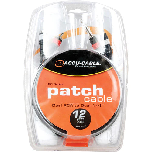 AMERICAN DJ RC4-12 - Dual RCA to Dual 1/4" Cable (12')