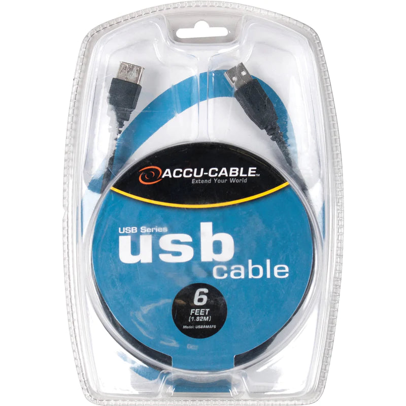 USBAMAF6 - Accu-Cable USB 2.0 Type A Male to Type A Female Extension Cable (6')